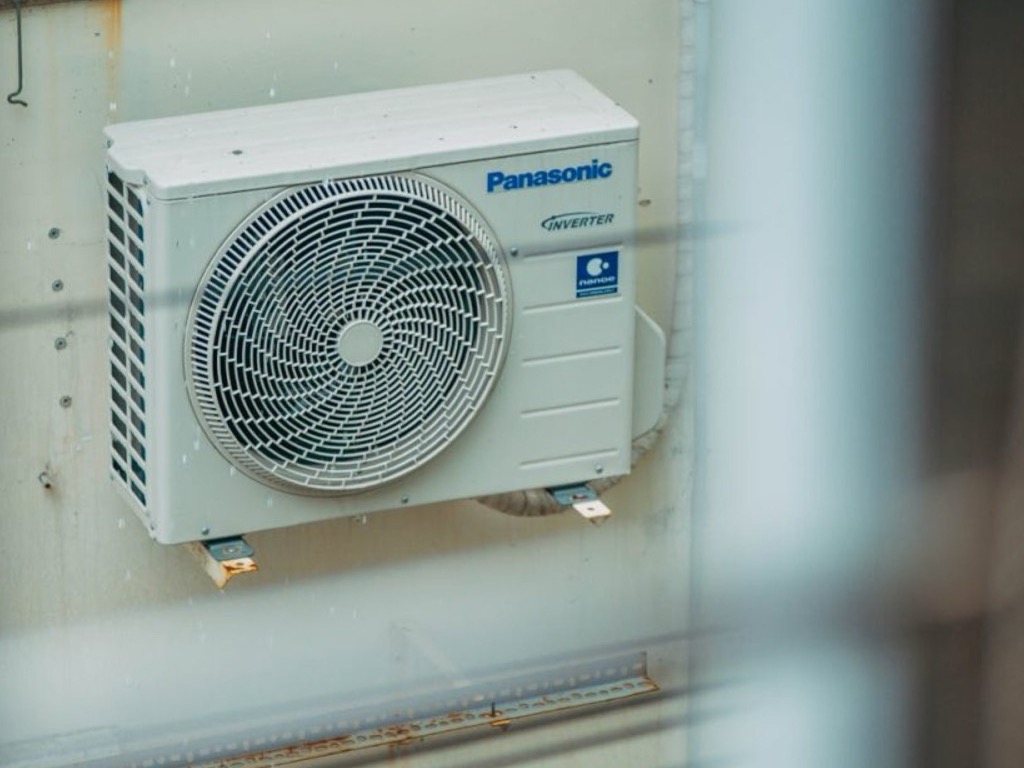 Mini-split outdoor condenser unit ready for installation